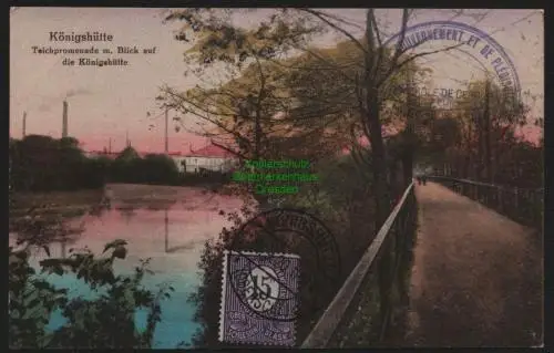 148530 AK Königshütte Chorzow 1920 Teichpromenade Abstimmung