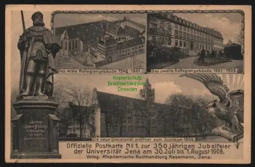 148697 AK Jena 1908 350 jährige Jubelfeier Universität Festpostkarte Postkarte