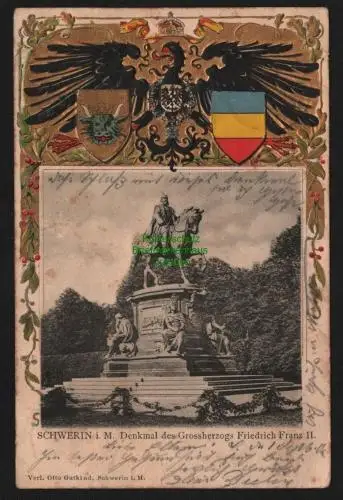 148414 AK Schwerin 1902 Denkmal des Grossherzogs Friedrich Franz II.