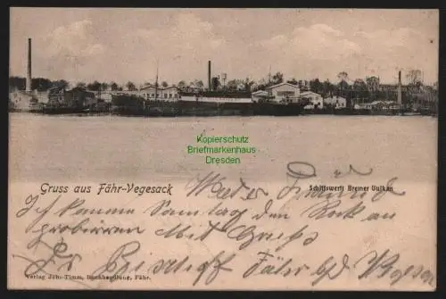 148085 AK Fähr-Vegesack Schiffswerft Bremer Vulkan 1905
