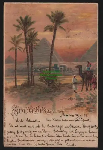 147947 AK Litho Souvenir de Kairo Pyramiden von Gizeh 1899