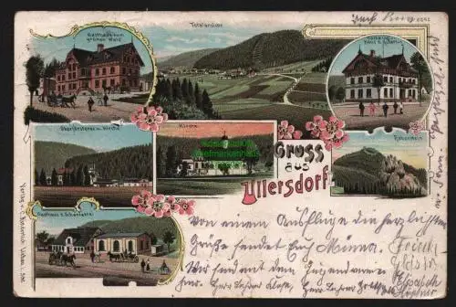 147891 AK Ullersdorf Schlesien Litho um 1900 Gasthaus zur Schweizerei Zum grünen