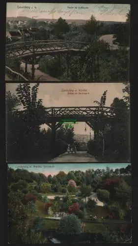 148066 3 AK Gorzow Wielkopolski Landsberg an der Warthe Quilizpark Brücke 1907