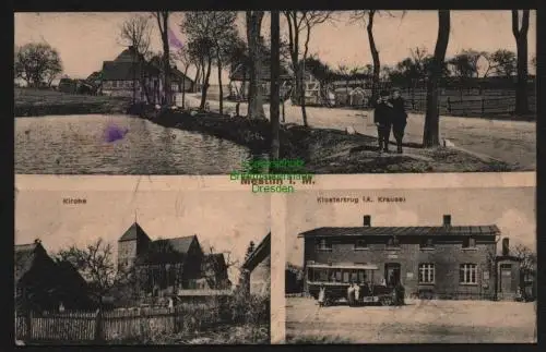 148023 AK Mestlin i. M. Kirche Teich Dorfstraße Gaststätte Klosterkrug 1912