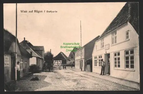 147241 AK Wiek auf Rügen 1917 Dorfpartie Gasthof Postamt ???