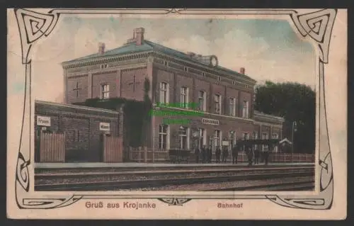 147420 AK Krojanke Bahnhof Gleisseite 1918 Krajenka Prov. Posen
