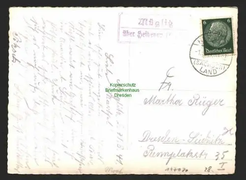 147020 AK Müglitz i. Erzgeb. Gasthof Grenzschenke Material u. Schnittwaren 1941