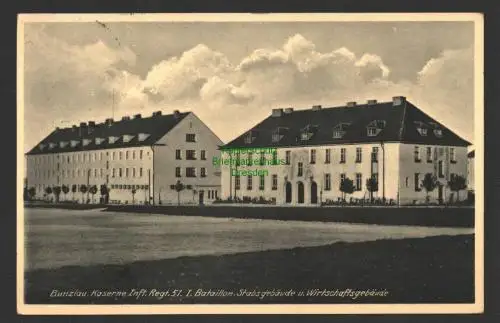 147008 AK Bunzlau Schlesien 1940 Kaserne Infanterie Regt. 51 Stabsgebäude