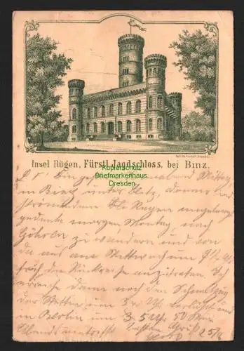 147151 AK Insel Rügen Fürstl. Jagdschloss bei Binz Granitz Vorläufer 1895