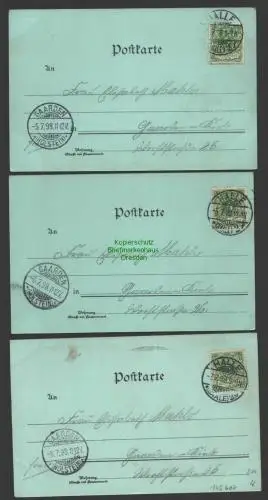 145607 3 AK Halle Saale 1898 Mondschein Litho Theater Bahnhof Franke Stiftung