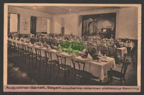 145620 AK Sagan Zagan Augustinergarten Festsaal Restaurant um 1920