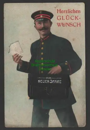 145546 AK Rucksackkarte mit Leporello Glückwunsch zum Neuen Jahre Meissen 1918