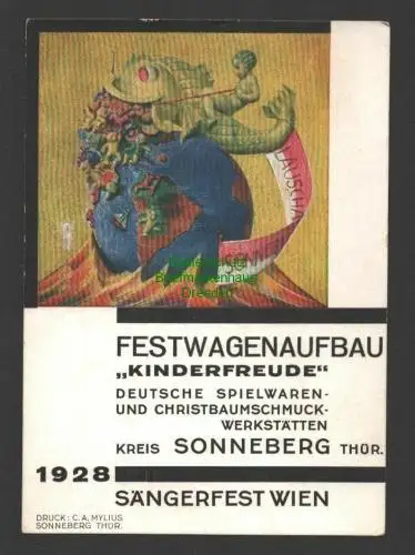 145689 AK Sonneberg Festwagenaufbau 1928 für Sängerfest Wien Spielwaren- und