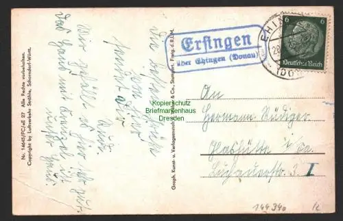 144340 AK Ersingen Erbach Luftbild Fliegeraufnahme 1939 Landpoststempel