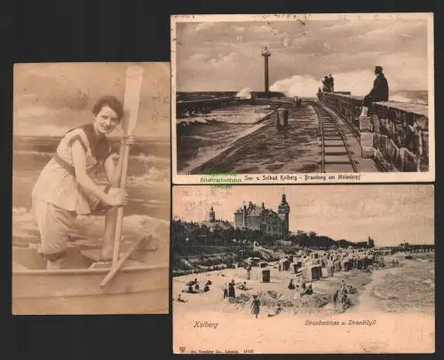 144263 3 AK Ostseebad Kolberg 1903 Strandschloss Strandidyll Molenkopf Bahnpost