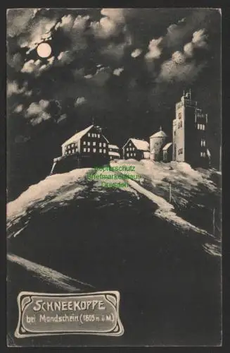 144315 AK Riesengebirge Schneekoppe bei Mondschein 1923 in den Koppenhäusern