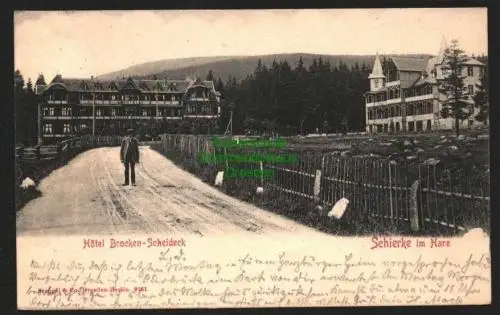 143743 AK Hotel Brocken Scheideck Schierke im Harz 1902