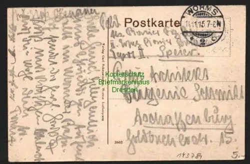 143781 AK Worms Wasserturm Eleonorenschule Lutherlirche 1915 Feldpost