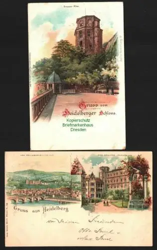 143730 2 AK Heidelberg Schloss 1898 Schlosshof