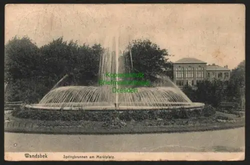 143754 AK Hamburg Wandsbek 1911 Springbrunnen am Marktplatz