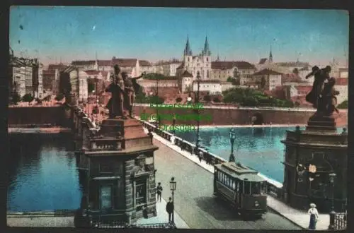 142697 AK Prag Smichow Palacky Brücke 1915 Zensur