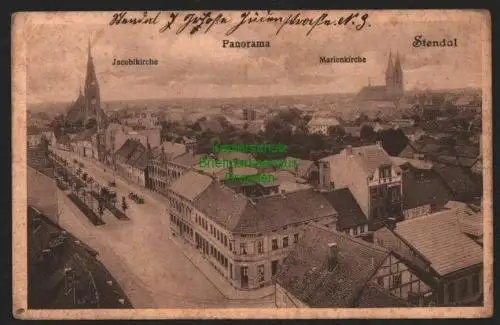 142425 AK Stendal Panorama 1913 Jacobikirche Marienkirche