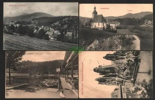 142542 4 AK Jonsdorf Kirche 1909 Nonnenfelsen mit Restaurant Panorama 1907