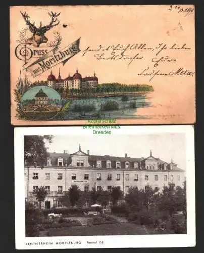 142511 2 AK Moritzburg 1899 Litho Verlag Paul Schulze Rentnerheim 1942