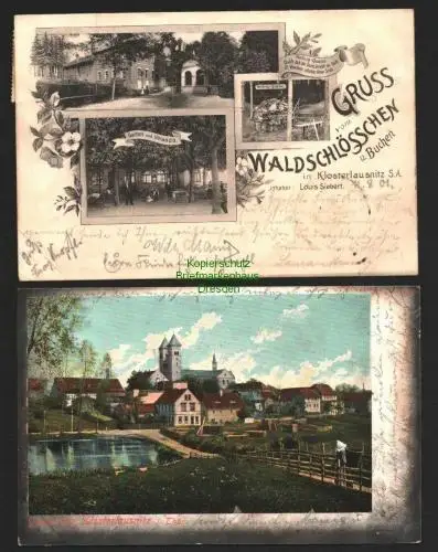 142448 2 AK Klosterlausnitz Waldschlösschen u. Buchen Hellzig Quelle Panorama