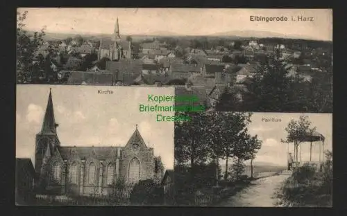 142427 AK Elbingerode Harz Panorama Kirche Pavillon 1914