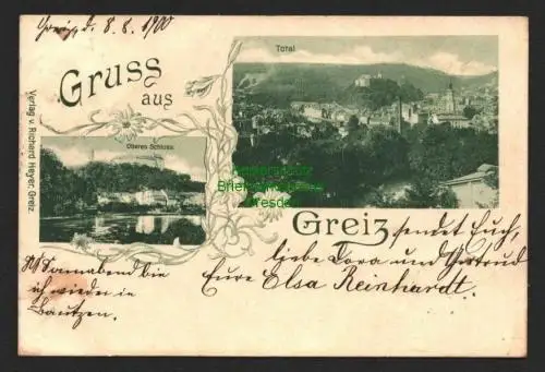 142625 AK Greiz Oberes Schloss 1900 Panorama