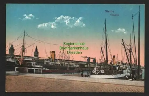 142615 AK Stettin Freihafen um 1915