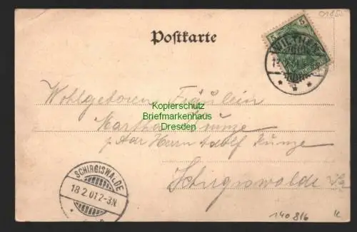 141016 AK Sebnitz Handcolorierte Künstlerkarte 1901