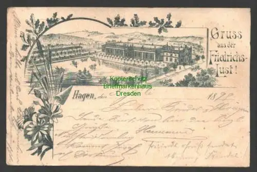 140855 AK Hagen 1898 Vorläufer Federlitho Restaurant Friedrichslust