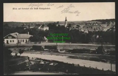 140794 AK Bahnhof und Stadt Königsbrück 1921