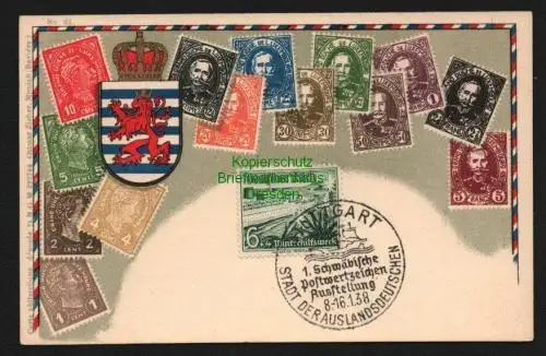 140437 Briefmarken AK Luxemburg Luxembourg um 1910 gestempelt Stuttgart 1938
