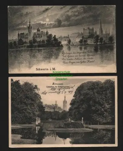 140467 2 AK Schwerin i. M. See Schloss Schlossgarten 1917