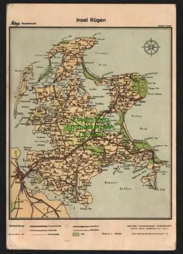 140515 Landkarten AK Insel Rügen Phönix Wanderkarte 1956