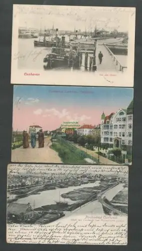 138926 3 AK Cuxhaven Der alte Hafen 1903 Deichpartie 1925 Rhede vom Wasserturm