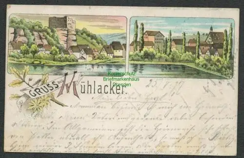 138604 AK Mühlacker Litho 1897 Bietigheim Bahnhof