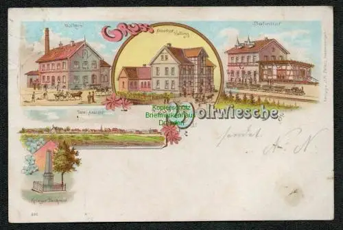 137107 AK Woltwiesche Lengede Litho 1904 Gasthof Volling Bahnhof Molkerei