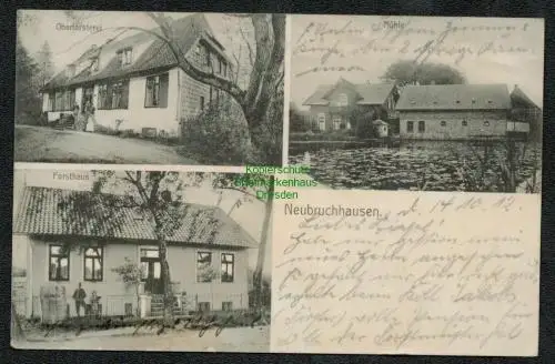 137115 AK Neubruchhausen Bassum Oberförsterei Forsthaus Mühle 1912 Bahnpost