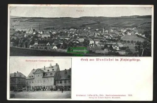 136797 AK Wunsiedel Fichtelgebirge Restaurant Central Halle Gasthaus Schopf 1904