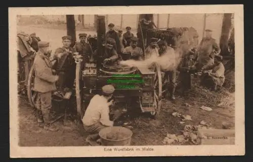 136890 AK 1. Weltkrieg Wohlfahrts Karte Wurstfabrik im Walde um 1918