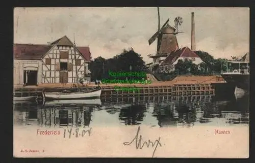 136664 AK Fredericia Dänemark 1904 Windmühle Mole Haunen Syddanmark