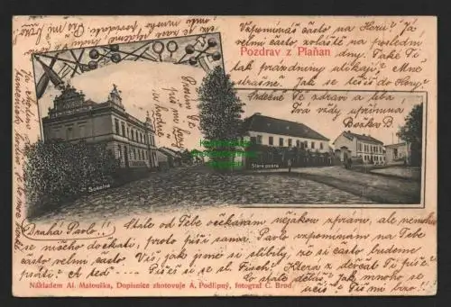 136955 AK Planany 1904 Schule Alte Post