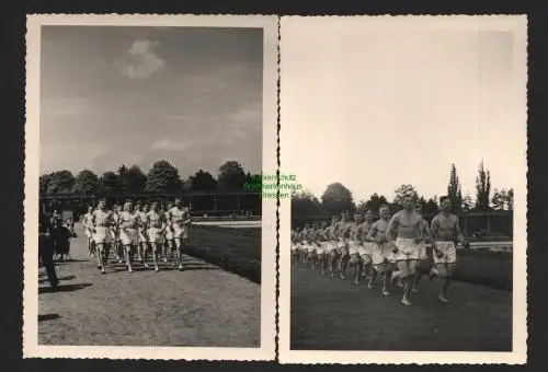 136904 2x Foto Schlesien 1935 Sportfest Gay Nude Leibesübungen Lauf Werbik