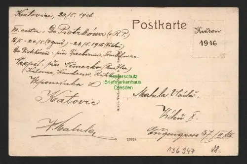 136947 AK Kattowitz Katowice O.-S. Poststraße 1916