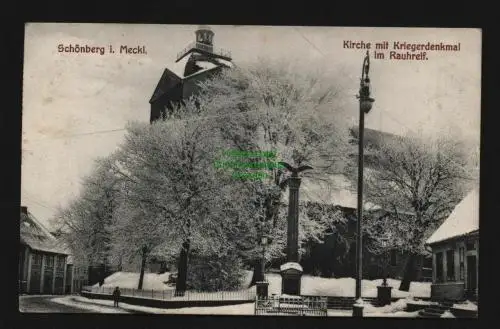 136291 AK Schönberg Meckl. Kirche Kriegerdenkmal im Raureif 1911