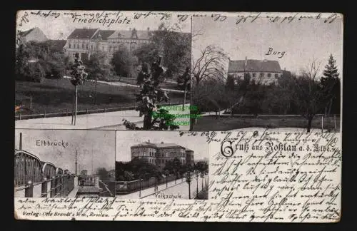 136138 AK Roßlau Elbe 1899 Elbbrücke Friedrichsplatz Burg Volksschule